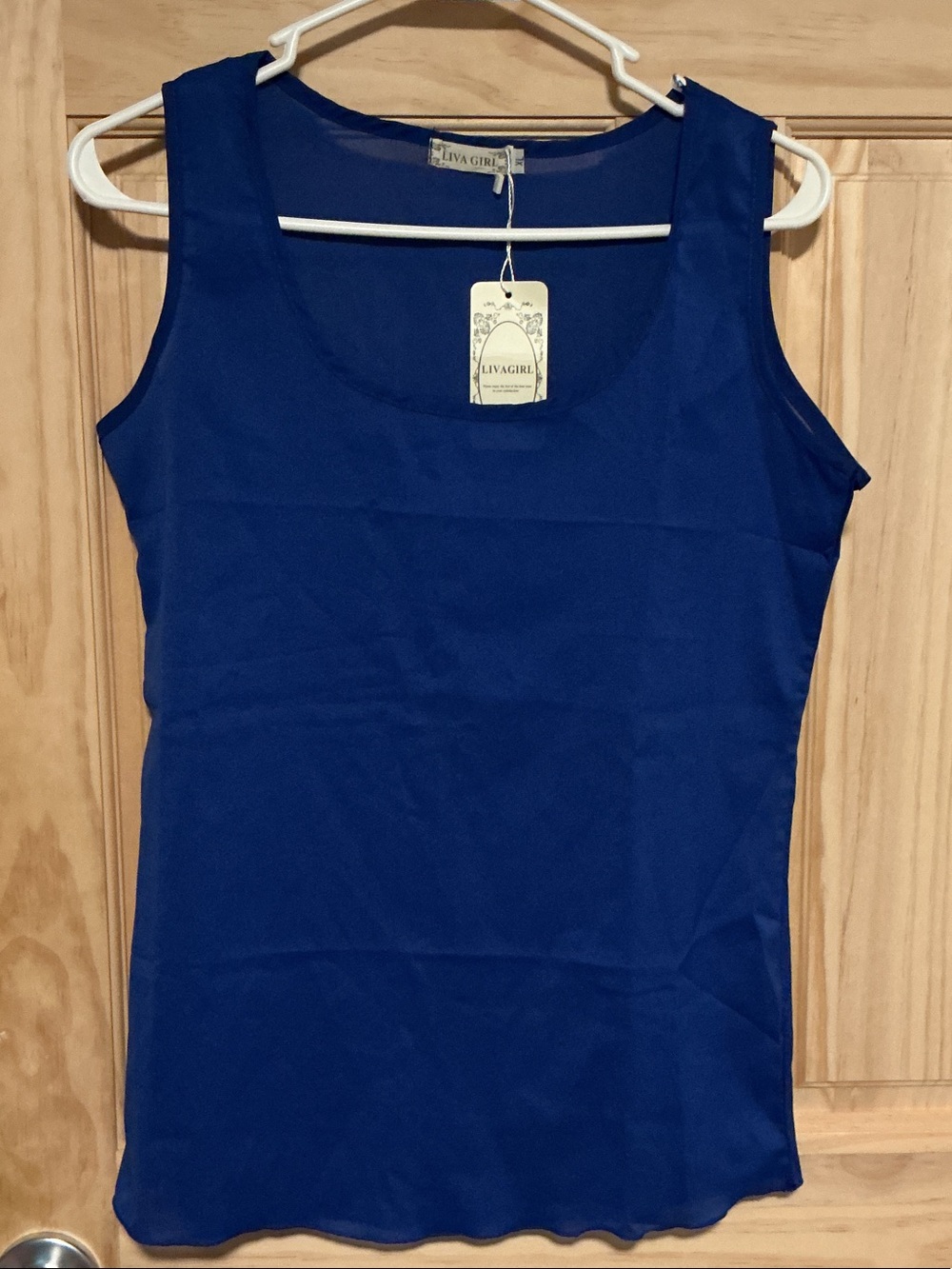 LIVAGIRL Women's Cobalt Blue Scoop Neck Tank